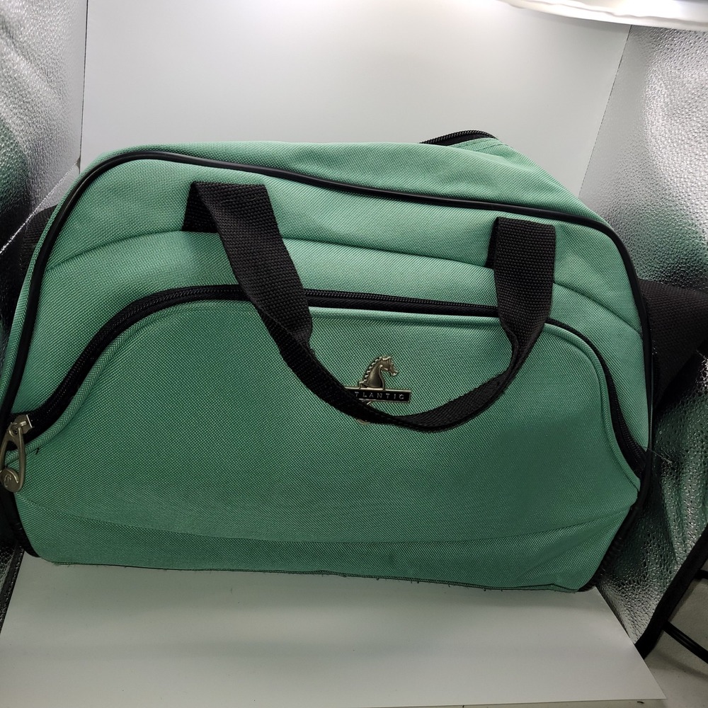 Atlantic Luggage Mint Green Travel Duffel Bag Carry On Seahorse Logo Weekend Bag - Picture 1 of 6